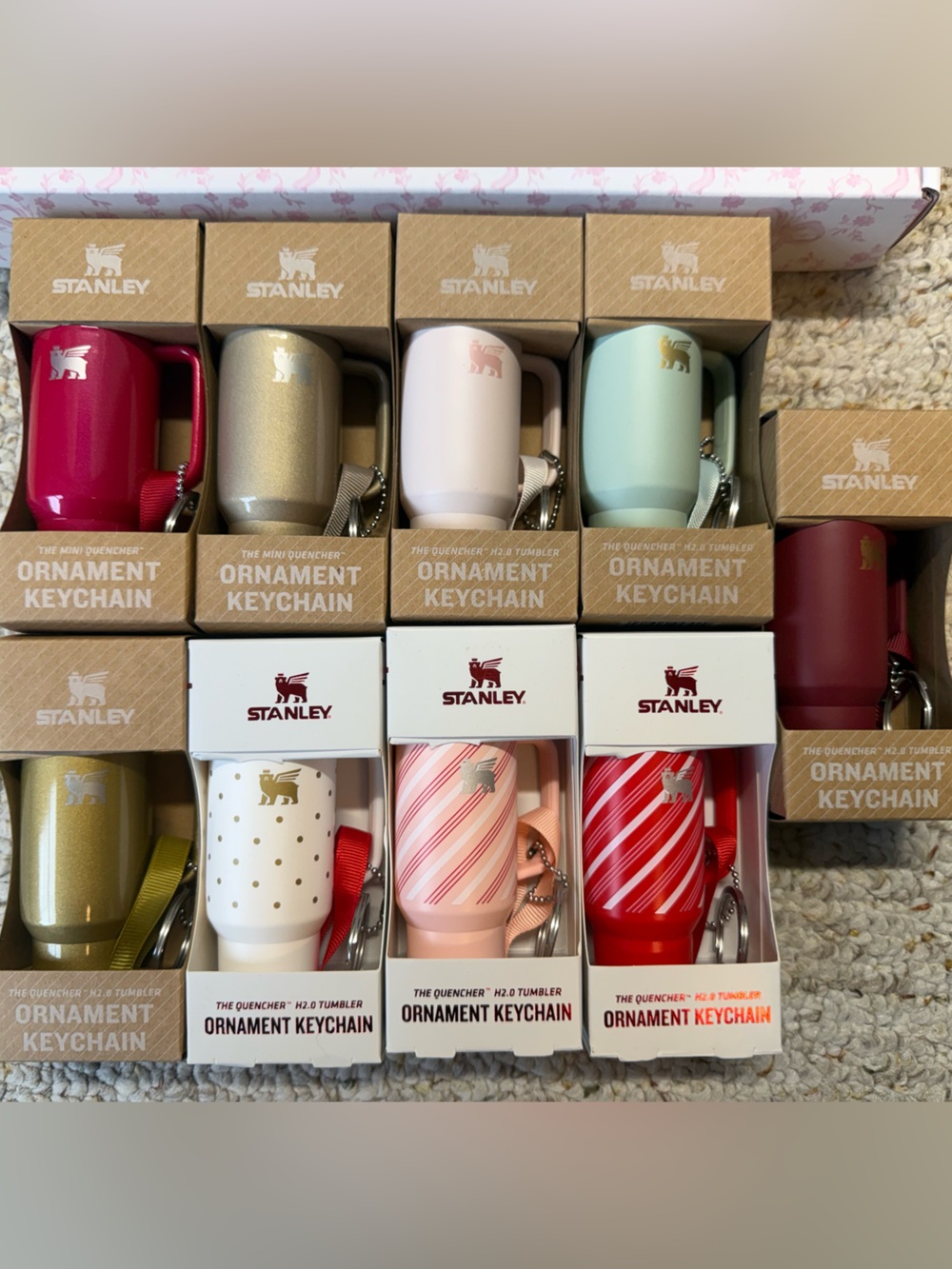 14 Stanley Mini Ornament Keychains - New in Boxes! LoveShackFancy & Elf colabs - Picture 2 of 3